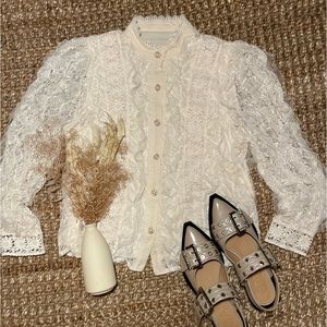 Lace ruffle blouse